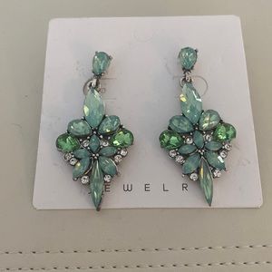 Antique Vintage Retro Style Sea Foam Mint Green Tiffan Aqua Blue Earrings